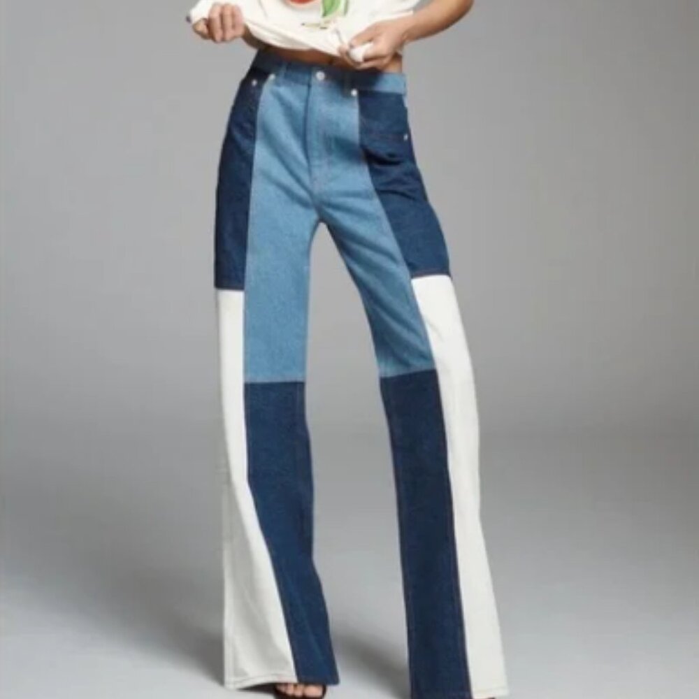 Farm Rio Patchwork Wide Leg Jeans